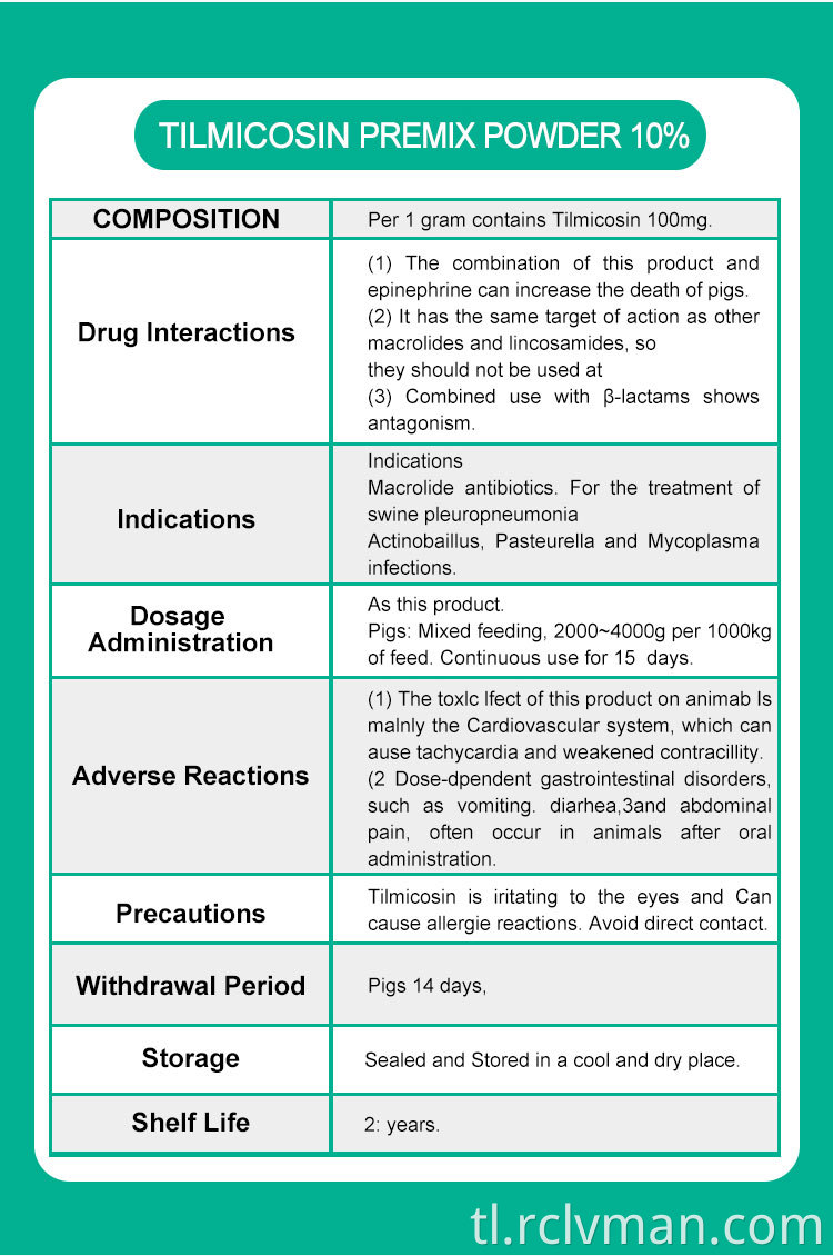 Tilmicosin Premix 10 02